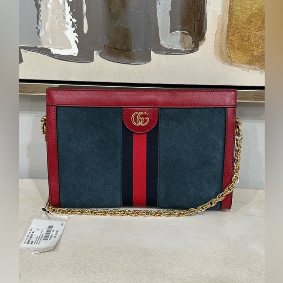 Gucci Handbags - SOLD- NWT Gucci Red and Navy Ophidia Shoulder Bag